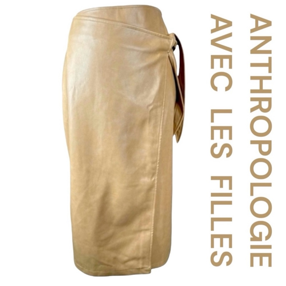 ANTHROPOLOGIE AVEC LES FILLES Vegan Leather Wrap Midi Skirt